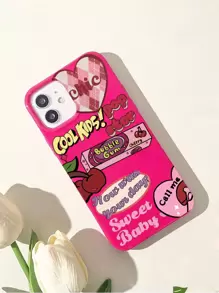 Letter Graphic Phone Case Compatible With iPhone15/15Plus/15Pro/15Promax - Multicolor - View 3