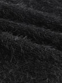 SHEIN ICON High Neck Fuzzy Tank Top - Black - View 3