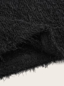 SHEIN ICON High Neck Fuzzy Tank Top - Black - View 4