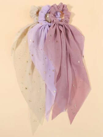 3入組女孩星星圖案圍巾式髮圈