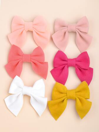 6入組小女童蝴蝶結裝飾髮夾