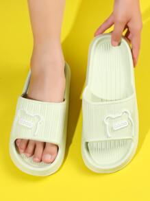 字母和熊壓花單帶拖鞋 - 薄荷綠 - 查看 1