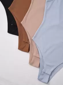 SHEIN Unity 4 piezas Body de cuello alto tejido de canalé