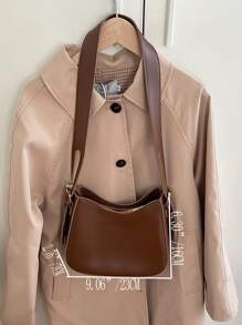 Minimalist Hobo Bag - Coffee Brown - View 4