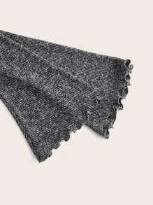 SHEIN ICON Off Shoulder Lettuce Trim Tee - Dark Grey - View 4