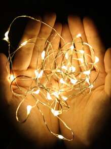 1 Pieza De 10/20/30 Led Con Cordón De Plástico De 1/2/3 M, Luz Decorativa Geométrica Diaria Extensible Para Decoración De Fiestas - Amarillo - Ver 2