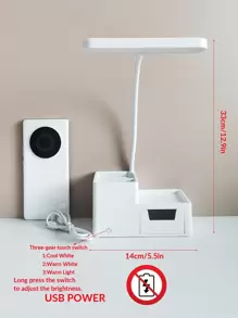 1pc Adjustable Reading Light, 3 Color Modes Dimmable Desk Lamp With Pen Holder & Phone Stand, USB Powered Bedside Lamp For Student Dorm, No Battery Included - Multicolor - View 5