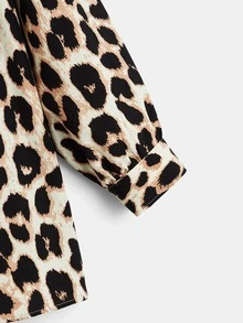 大碼豹紋印花前紐扣襯衫 - 彩色 - 查看 4