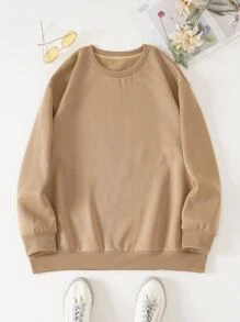 INAWLY Plus Slogan & Butterfly Print Thermal Pullover - Khaki - View 2