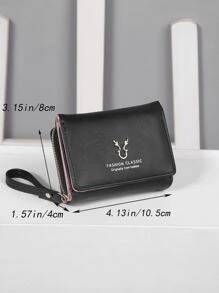 3 折时尚便携翻盖多隔层链条钱包女士钱包钱包小钱包 - 黑色 - 查看 4