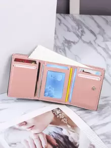 3 折时尚便携翻盖多隔层链条钱包女士钱包钱包小钱包 - 黑色 - 查看 5