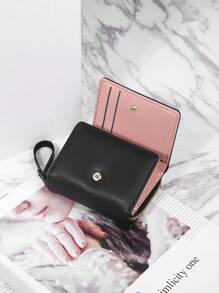 3 折时尚便携翻盖多隔层链条钱包女士钱包钱包小钱包 - 黑色 - 查看 6