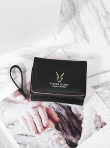 3 折时尚便携翻盖多隔层链条钱包女士钱包钱包小钱包 - 黑色 - 查看 8