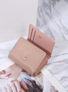 Cartera con tapa plegable de moda, portátil y con múltiples compartimentos con cadena para mujer - Billetera, Cartera, Cartera pequeña - Rosa Pálido - Ver 5