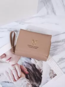 Cartera con tapa plegable de moda, portátil y con múltiples compartimentos con cadena para mujer - Billetera, Cartera, Cartera pequeña - Rosa Pálido - Ver 8