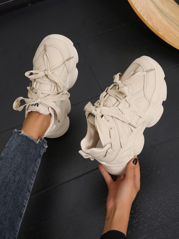 Minimalist Laceup Front Chunky Sneakers SHEIN USA