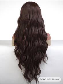 13*6*1 T-Part Lace Long Curly Synthetic Wig - Brown - View 2
