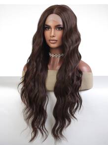 13*6*1 T-Part Lace Long Curly Synthetic Wig - Brown - View 3