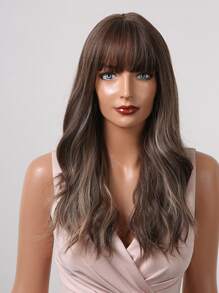 HAIRCUBE 24 Inch Brown Blond Highlights Wig Hair Curly Wig With Bangs Korean Elegant Synthetic Wig - Piano Color - View 8