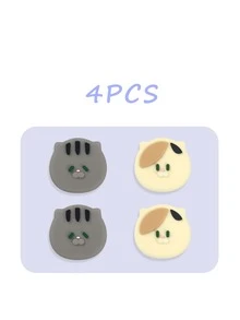 4 piezas Tapa de botón con diseño de gato compatible con Nintendo Switch con mando de juego - Multicolor - Ver 3