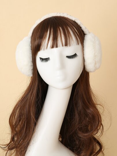 1pc Solid Fuzzy Earmuffs Halloween Winter Accessories