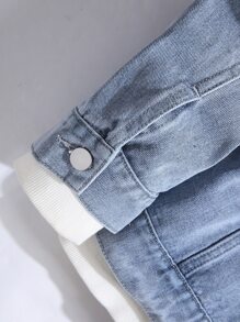 Manfinity Men Flap Pocket Denim Jacket Without Hoodie - Light Wash - View 4