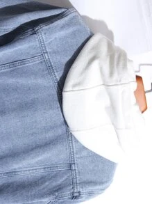 Manfinity Men Flap Pocket Denim Jacket Without Hoodie - Light Wash - View 7