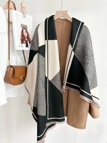 撞色披肩圍巾 - 彩色 - 查看 1