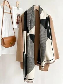 撞色披肩圍巾 - 彩色 - 查看 5