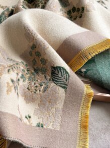 1pc Woman's Faux Cashmere Floral Jacquard Air-Conditioned Scarf, Thickened Warm Scarf Suitable For Daily Use In Autumn And Winter Elegant - Multicolor - View 4