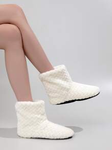Women's Fashionable Home Slippers Minimalist Plush Slipper Boots - White - View 3