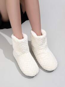 Women's Fashionable Home Slippers Minimalist Plush Slipper Boots - White - View 4