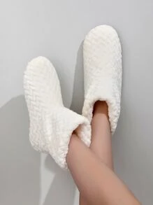 Women's Fashionable Home Slippers Minimalist Plush Slipper Boots - White - View 5