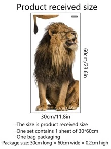 1pc Lion Print Wall Sticker,Stickers,Wall Decal, Vinyl Decal For Home Decorations,Spring Decoration Items Refresh Your Home,Rama Decoration Stickers - Multicolor - View 7