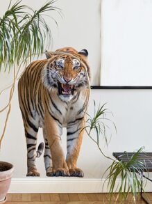 2pcs Tiger Print Plant Print Wall Sticker - Multicolor - View 4