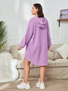 SHEIN Essnce Áo nỉ Plus Size Dây kéo màu trơn Giải trí - Màu Lilac Tím - Xem 2