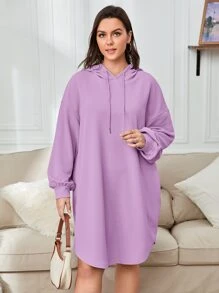 SHEIN Essnce Áo nỉ Plus Size Dây kéo màu trơn Giải trí - Màu Lilac Tím - Xem 5