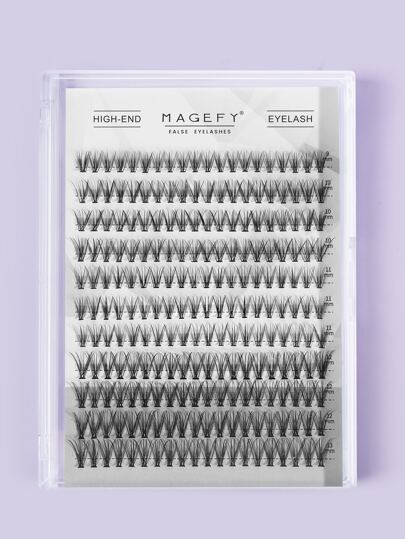 MAGEFY 20 Roots 220 Clusters Of Fishtail Segmented Mixed Style Eyelashes,With Longer Curls C Personal DIY Eyelashes Of Different Lengths,Natural Soft Handmade Eyelashes For Everyday Use,Manga Eyelashes For Travel