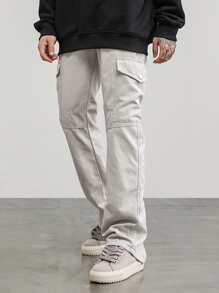 Manfinity Men Flap Pocket Cargo Trousers - Light Grey - View 1