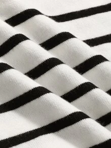 DAZY Striped Pattern Collared Jumper - White - View 5