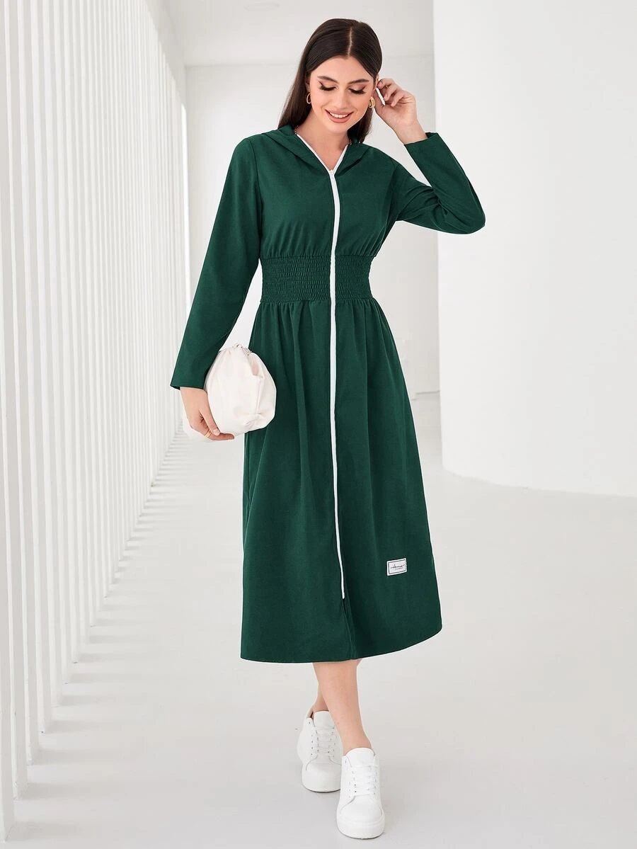 Mulvari Đầm Đắp vá Dây kéo Dải chun Lá thư Giải trí - xanh quân đội - Xem 1