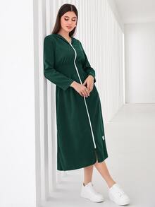 Mulvari Đầm Đắp vá Dây kéo Dải chun Lá thư Giải trí - xanh quân đội - Xem 4