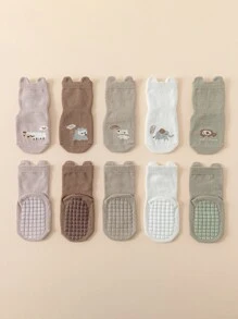 5雙嬰兒卡通圖案襪子 - 彩色 - 查看 1