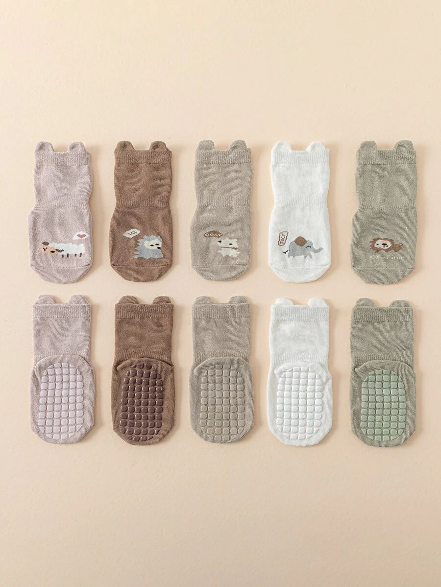 5雙嬰兒卡通圖案襪子 - 彩色 - 查看 1