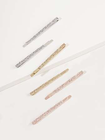 6入組金屬亮絲邊夾