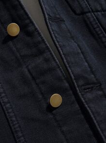 Manfinity Men 1pc Contrast Collar Thermal Lined Denim Jacket - Black - View 6