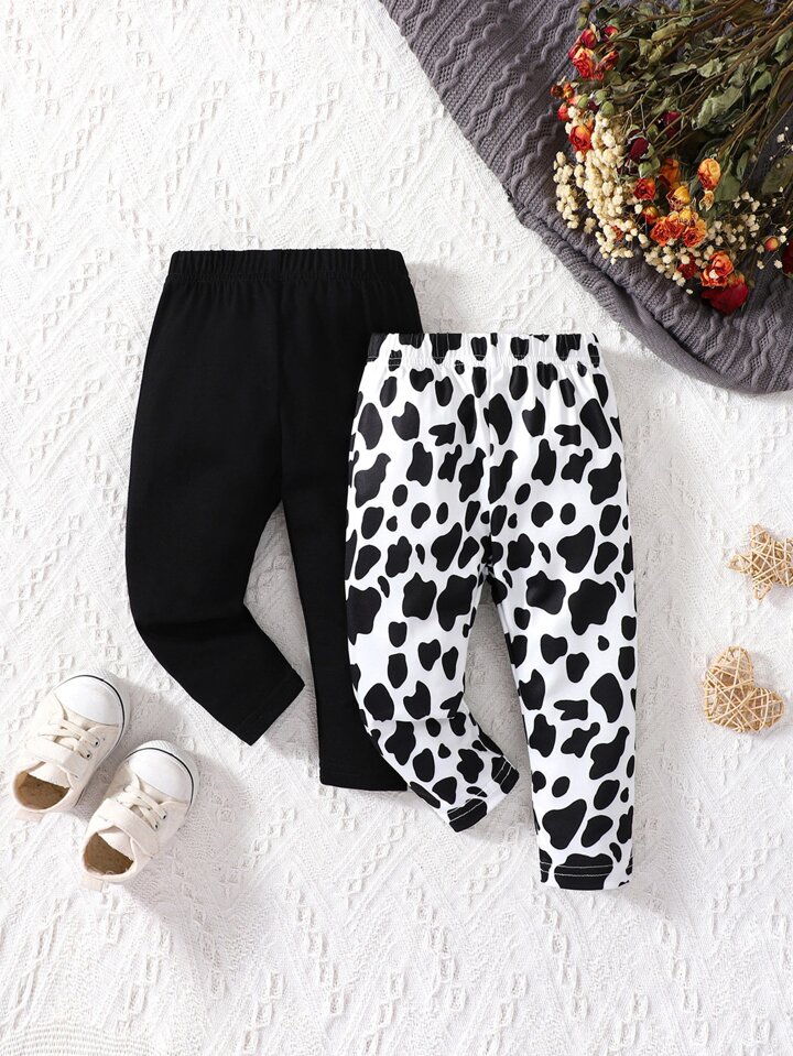 Girls cow print leggings deals