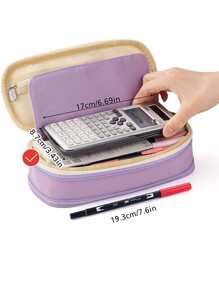 1 Pieza Bolsa Grande Portátil Para Lápices - Púrpura malva - Ver 6