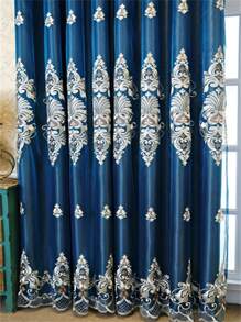 Đồ họa cổ điển In Ruffle Trim Trang trí rèm một tấm màn chắn sáng - Xanh đậm - Xem 5