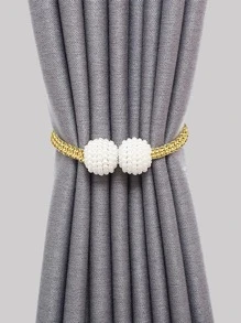 2pcs Faux Pearl Decor Curtain Tiebacks Gifts Birthday Graduation - Gold - View 3